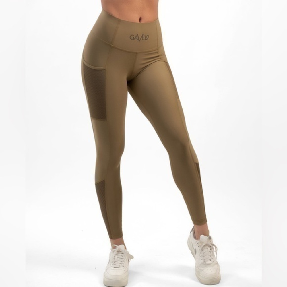 GAVELO Mesh Pocket Tights brown size small